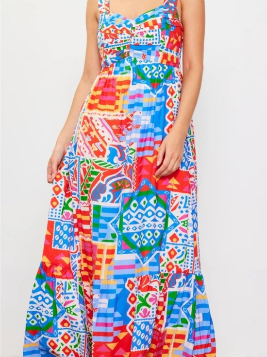 Skies Are Blue Dresses & Skirts - Skies Are Blue Multicolor Geometric Patchwork Maxi Dress